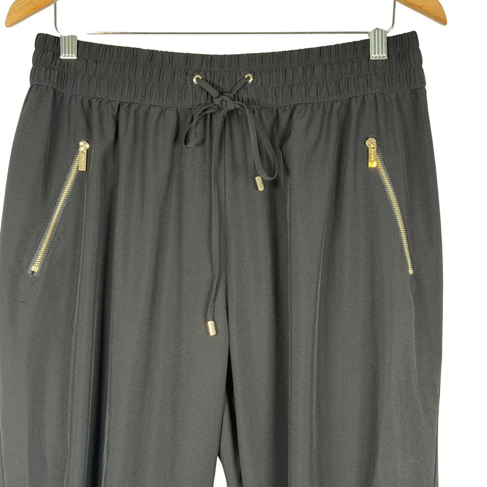 Calvin Klein Jogger Pants Women L Black CKSN04602K Drawstring Zip Pockets Active